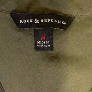 Rock & Republic army green racerback tank, size M.